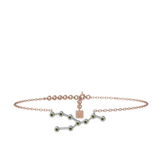 Taurus Halhal - Peridot 14 ayar beyaz altın bilezik (20 cm rose altın rolo zincir) #1cgxo43