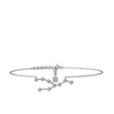 Taurus Halhal - Swarovski 925 ayar gümüş bilezik (20 cm beyaz altın rolo zincir) #1hibtb