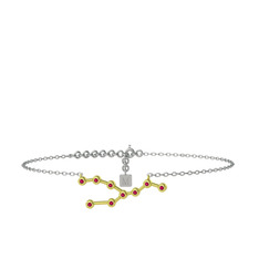 Rodolit garnet 925 ayar altın kaplama gümüş bilezik (20 cm beyaz altın rolo zincir)
