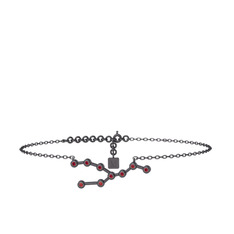 Taurus Halhal - Garnet 925 ayar siyah rodyum kaplama gümüş bilezik (20 cm gümüş rolo zincir) #1m26d40