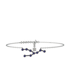 Taurus Halhal - Lab safir 925 ayar siyah rodyum kaplama gümüş bilezik (20 cm gümüş rolo zincir) #1mjhxcd