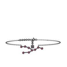 Taurus Halhal - Rodolit garnet 925 ayar siyah rodyum kaplama gümüş bilezik (20 cm gümüş rolo zincir) #1oafcwt