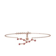 Taurus Halhal - Rodolit garnet 14 ayar rose altın bilezik (20 cm gümüş rolo zincir) #1og4akd