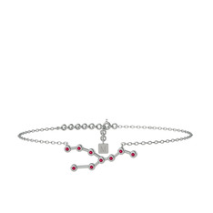 Rodolit garnet 18 ayar beyaz altın bilezik (20 cm beyaz altın rolo zincir)