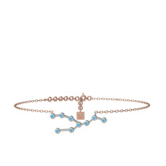 Taurus Halhal - Akuamarin 18 ayar beyaz altın bilezik (20 cm gümüş rolo zincir) #1sfh954