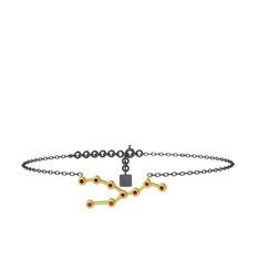 Garnet 925 ayar altın kaplama gümüş bilezik (20 cm gümüş rolo zincir)