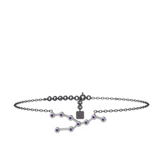 Taurus Halhal - Ametist 8 ayar beyaz altın bilezik (20 cm gümüş rolo zincir) #7f9dud