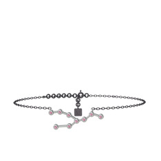 Pembe kuvars 925 ayar gümüş bilezik (20 cm gümüş rolo zincir)