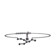 Taurus Halhal - Siyah zirkon 925 ayar siyah rodyum kaplama gümüş bilezik (20 cm gümüş rolo zincir) #amkxiu