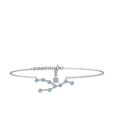 Taurus Halhal - Akuamarin 14 ayar beyaz altın bilezik (20 cm beyaz altın rolo zincir) #d1h28c