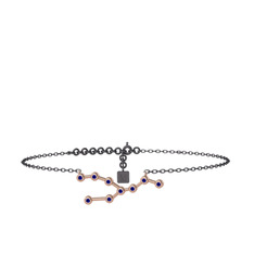 Taurus Halhal - Lab safir 14 ayar rose altın bilezik (20 cm gümüş rolo zincir) #gr3bk1