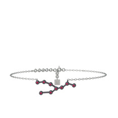 Taurus Halhal - Rodolit garnet 925 ayar siyah rodyum kaplama gümüş bilezik (20 cm beyaz altın rolo zincir) #hgq2oq