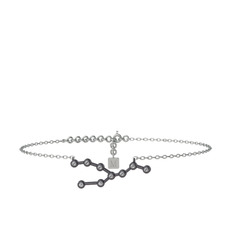 Taurus Halhal - Swarovski 925 ayar siyah rodyum kaplama gümüş bilezik (20 cm beyaz altın rolo zincir) #jn23h6