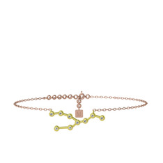 Taurus Halhal - Beyaz zirkon 14 ayar altın bilezik (20 cm rose altın rolo zincir) #k4xaco