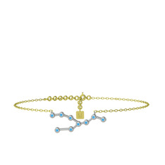 Akuamarin 8 ayar beyaz altın bilezik (20 cm altın rolo zincir)