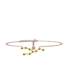 Taurus Halhal - Peridot 8 ayar altın bilezik (20 cm gümüş rolo zincir) #lsffjw