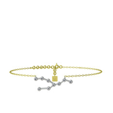 Taurus Halhal - Pırlanta 925 ayar gümüş bilezik (0.099 karat, 20 cm altın rolo zincir) #mjwkwd