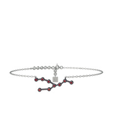 Garnet 925 ayar siyah rodyum kaplama gümüş bilezik (20 cm beyaz altın rolo zincir)