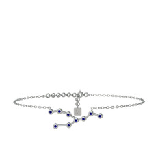 Lab safir 925 ayar gümüş bilezik (20 cm beyaz altın rolo zincir)