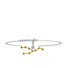 Garnet 14 ayar altın bilezik (20 cm beyaz altın rolo zincir)