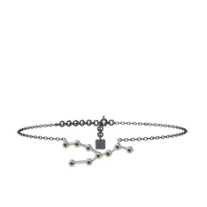 Taurus Halhal - Peridot 8 ayar beyaz altın bilezik (20 cm gümüş rolo zincir) #zn48hu