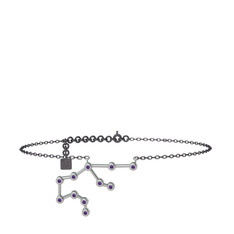 Aquarius Halhal - Ametist 8 ayar beyaz altın bilezik (20 cm gümüş rolo zincir) #10o2hk2