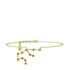Aquarius Halhal - Rodolit garnet 14 ayar altın bilezik (20 cm altın rolo zincir) #14hdqvr