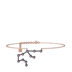 Aquarius Halhal - Pembe kuvars 925 ayar siyah rodyum kaplama gümüş bilezik (20 cm rose altın rolo zincir) #18gp9bo