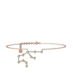 Aquarius Halhal - Sitrin 14 ayar beyaz altın bilezik (20 cm rose altın rolo zincir) #19sz647