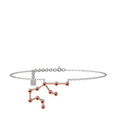 Aquarius Halhal - Garnet 8 ayar rose altın bilezik (20 cm beyaz altın rolo zincir) #1fft0h5