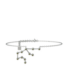 Aquarius Halhal - Peridot 18 ayar beyaz altın bilezik (20 cm beyaz altın rolo zincir) #1oznu0w