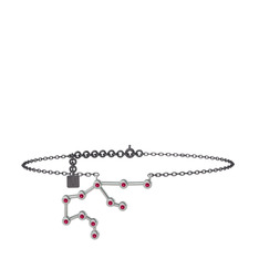 Aquarius Halhal - Rodolit garnet 8 ayar beyaz altın bilezik (20 cm gümüş rolo zincir) #1ucx58b