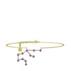 Rodolit garnet 14 ayar beyaz altın bilezik (20 cm gümüş rolo zincir)