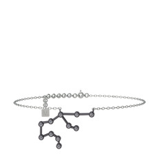 Aquarius Halhal - Swarovski 925 ayar siyah rodyum kaplama gümüş bilezik (20 cm beyaz altın rolo zincir) #4sn92i