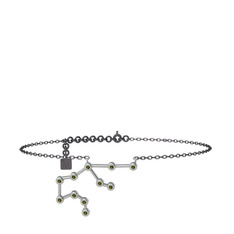 Aquarius Halhal - Peridot 8 ayar beyaz altın bilezik (20 cm gümüş rolo zincir) #8hdph1