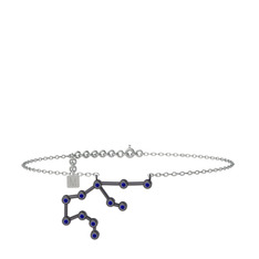Aquarius Halhal - Lab safir 925 ayar siyah rodyum kaplama gümüş bilezik (20 cm beyaz altın rolo zincir) #9tbvin