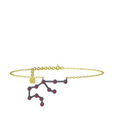 Aquarius Halhal - Rodolit garnet 925 ayar siyah rodyum kaplama gümüş bilezik (20 cm altın rolo zincir) #bcognz