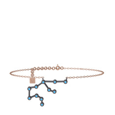 Aquarius Halhal - Akuamarin 925 ayar siyah rodyum kaplama gümüş bilezik (20 cm rose altın rolo zincir) #dag5ug