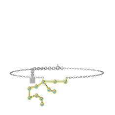 Aquarius Halhal - Akuamarin 8 ayar altın bilezik (20 cm gümüş rolo zincir) #fcl4t7