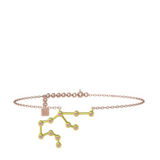 Aquarius Halhal - Pembe kuvars 925 ayar altın kaplama gümüş bilezik (20 cm rose altın rolo zincir) #h0tfgu