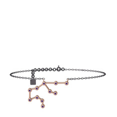 Aquarius Halhal - Ametist 8 ayar rose altın bilezik (20 cm gümüş rolo zincir) #h5wk22