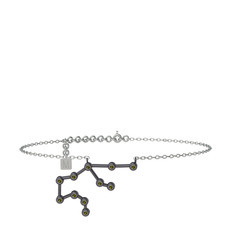 Aquarius Halhal - Peridot 925 ayar siyah rodyum kaplama gümüş bilezik (20 cm beyaz altın rolo zincir) #huqkiz