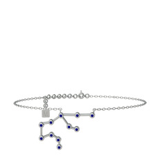 Aquarius Halhal - Lab safir 925 ayar gümüş bilezik (20 cm beyaz altın rolo zincir) #i3cuzk