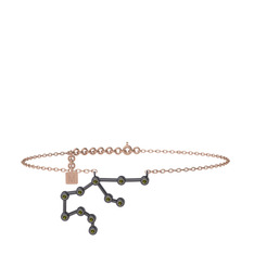 Aquarius Halhal - Peridot 925 ayar siyah rodyum kaplama gümüş bilezik (20 cm rose altın rolo zincir) #jra6wi