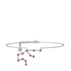Rodolit garnet 925 ayar gümüş bilezik (20 cm beyaz altın rolo zincir)
