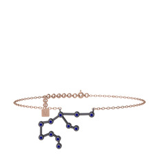 Aquarius Halhal - Lab safir 925 ayar siyah rodyum kaplama gümüş bilezik (20 cm rose altın rolo zincir) #nehvx5