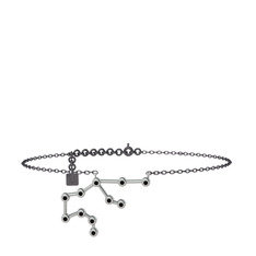 Aquarius Halhal - Siyah zirkon 8 ayar beyaz altın bilezik (20 cm gümüş rolo zincir) #oishdv