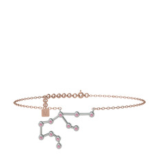 Aquarius Halhal - Pembe kuvars 8 ayar beyaz altın bilezik (20 cm rose altın rolo zincir) #olkk48