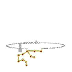 Aquarius Halhal - Garnet 8 ayar altın bilezik (20 cm beyaz altın rolo zincir) #p0xc