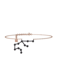 Aquarius Halhal - Siyah zirkon 925 ayar siyah rodyum kaplama gümüş bilezik (20 cm rose altın rolo zincir) #vjih8r